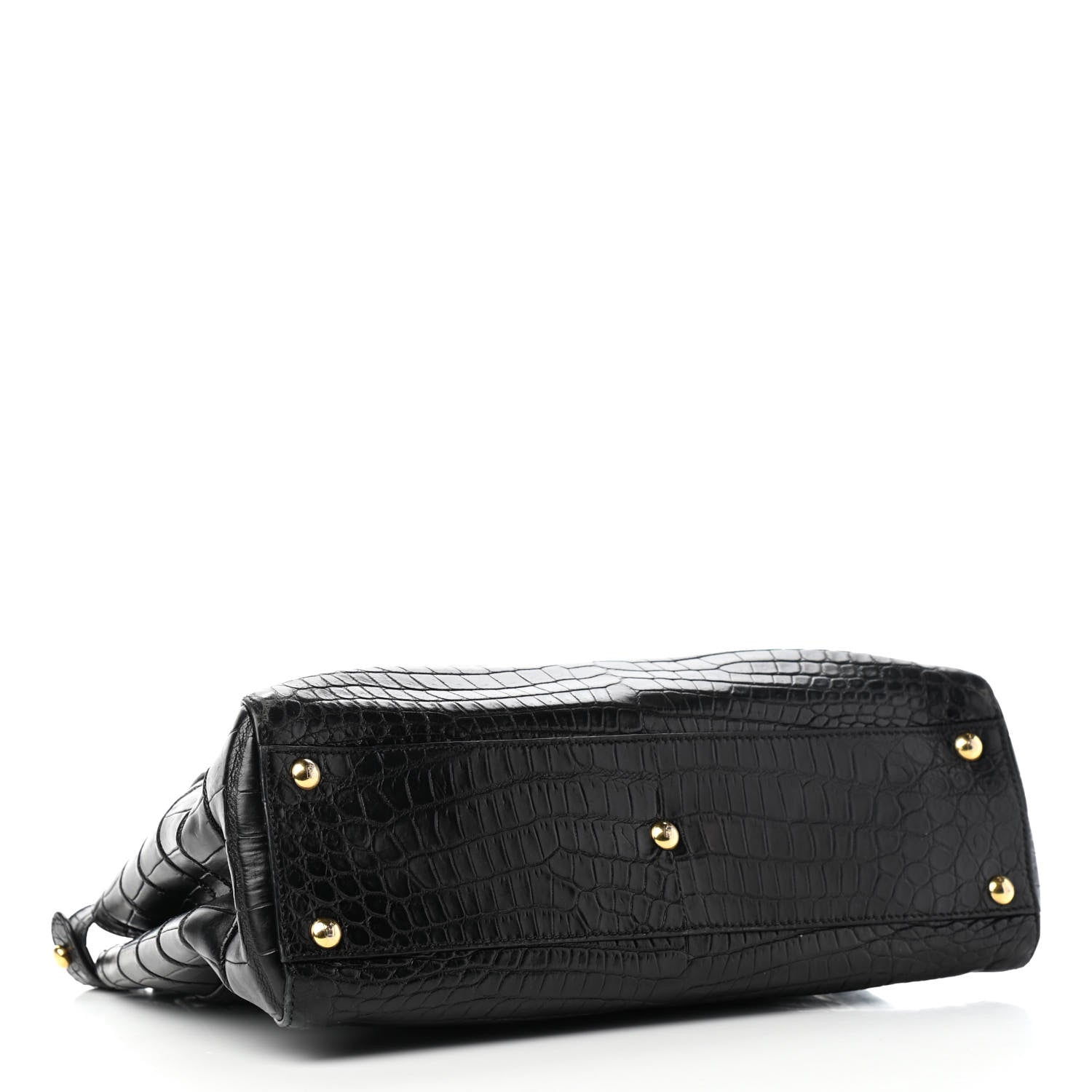 Fendi Crocodile Medium Peekaboo Iconic Satchel Black 3 of 10