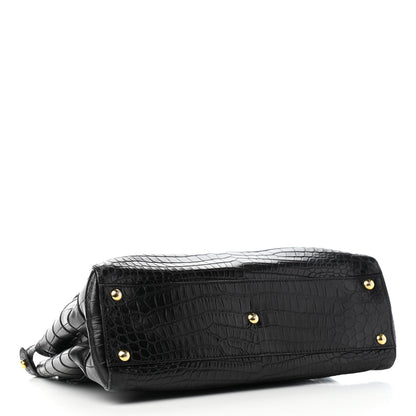 Fendi Crocodile Medium Peekaboo Iconic Satchel Black 3 of 10
