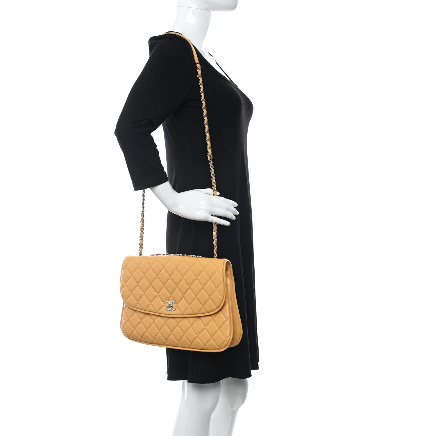 Chanel Lambskin Quilted Pagode Piping Flap Dark Yellow 3 of 11