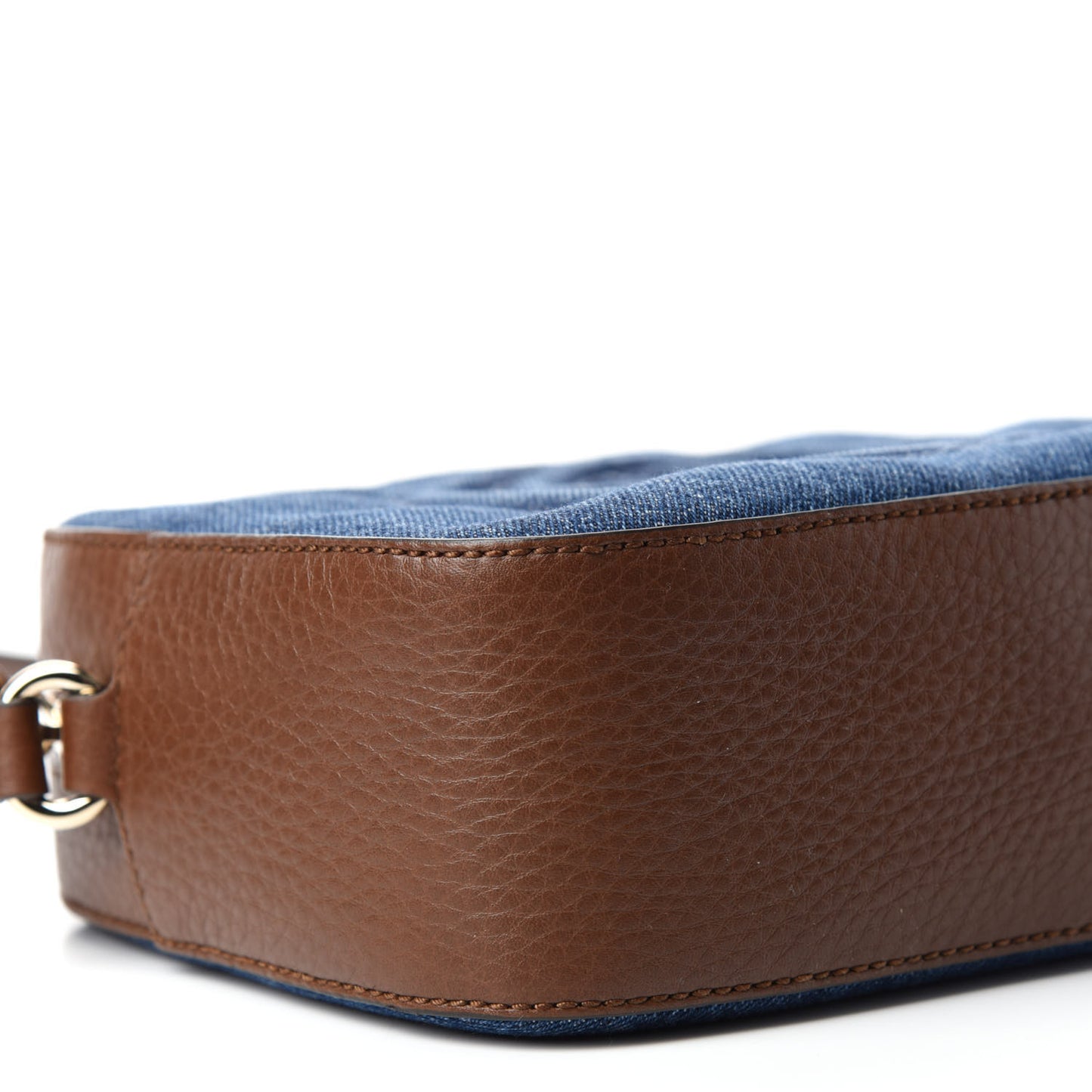 Denim Pebbled Calfskin Small Soho Disco Bag Blue Brown