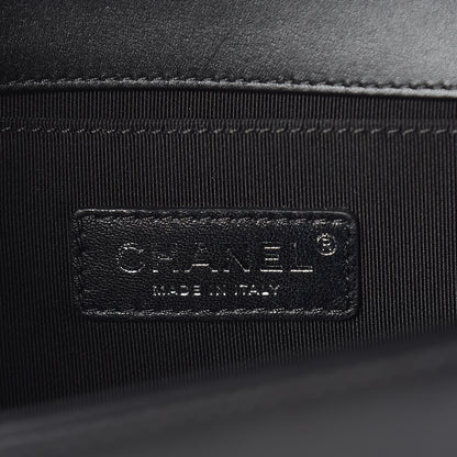 Chanel Calfskin Painted Chevron Embossed Medium Boy Flap Black 6 of 9