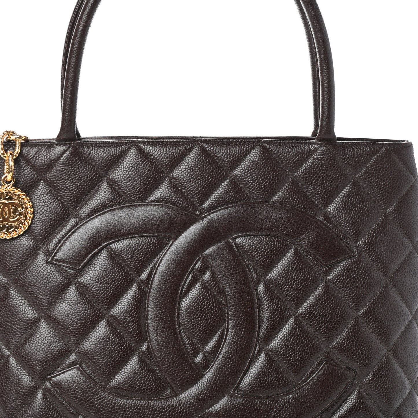 Caviar Quilted Medallion Tote Dark Brown