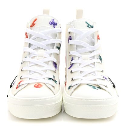 Christian Dior X KENNY SCHARF Technical Canvas Oblique Patch Mens B23 High Top Sneakers  42 White Blue 3 of 10