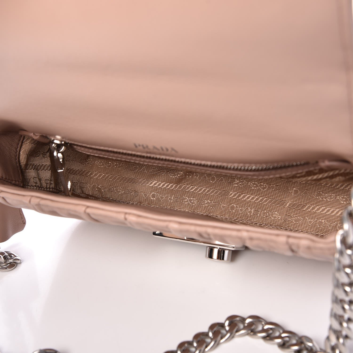 Prada Nappa Gaufre Small Sound Chain Flap Shoulder Bag Cipria 5 of 8