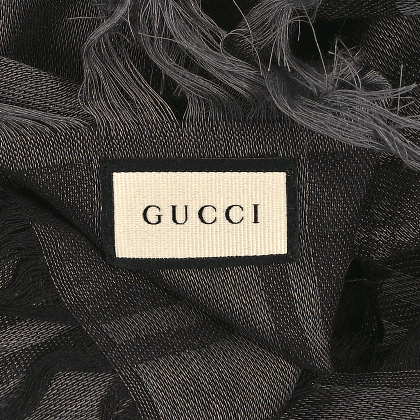 Wool Silk GG Monogram Diamante Plaid Surviee Shawl Graphite Black