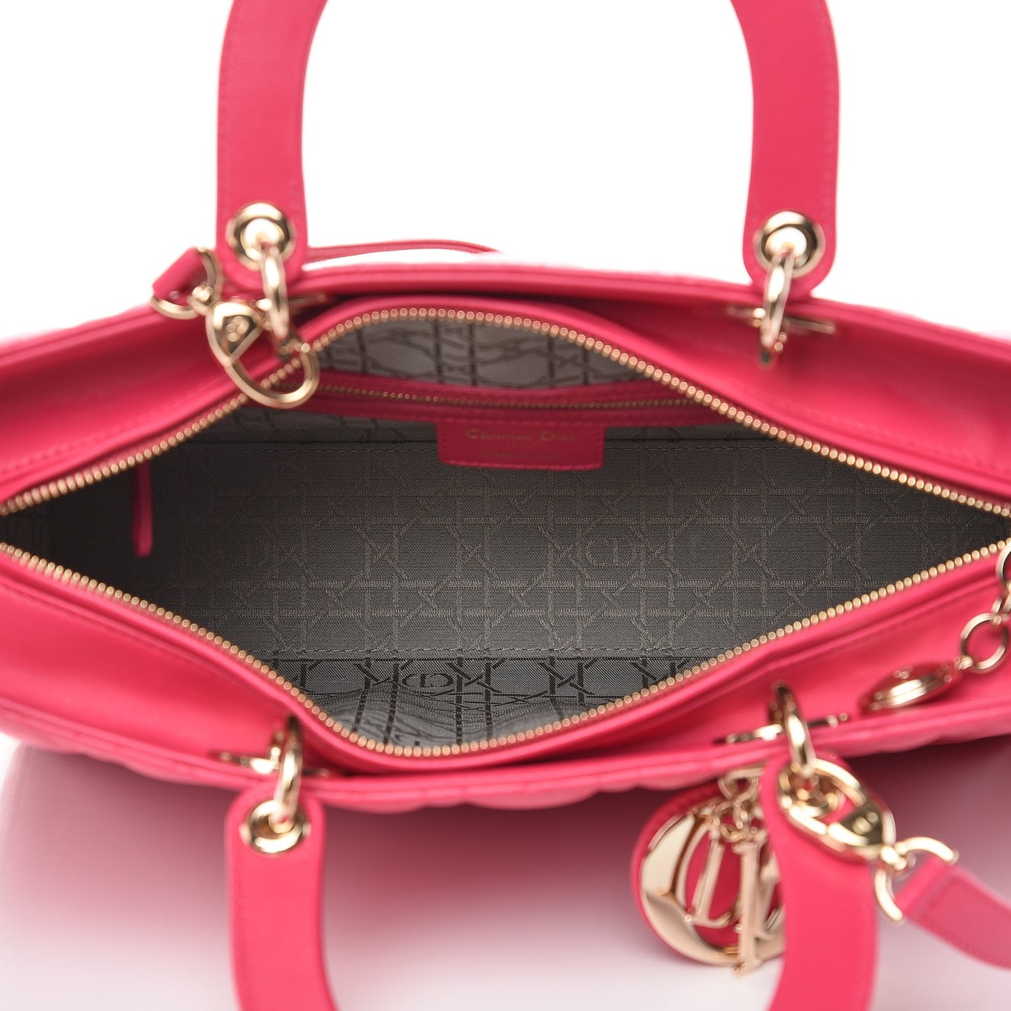 Lambskin Cannage Large Lady Dior Fuchsia