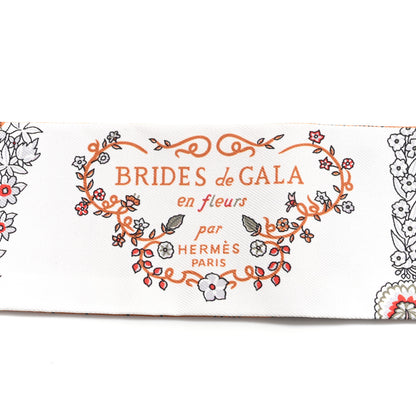 Hermes Silk Brides De Gala En Fleurs Twilly White Gris Cuir 7 of 10