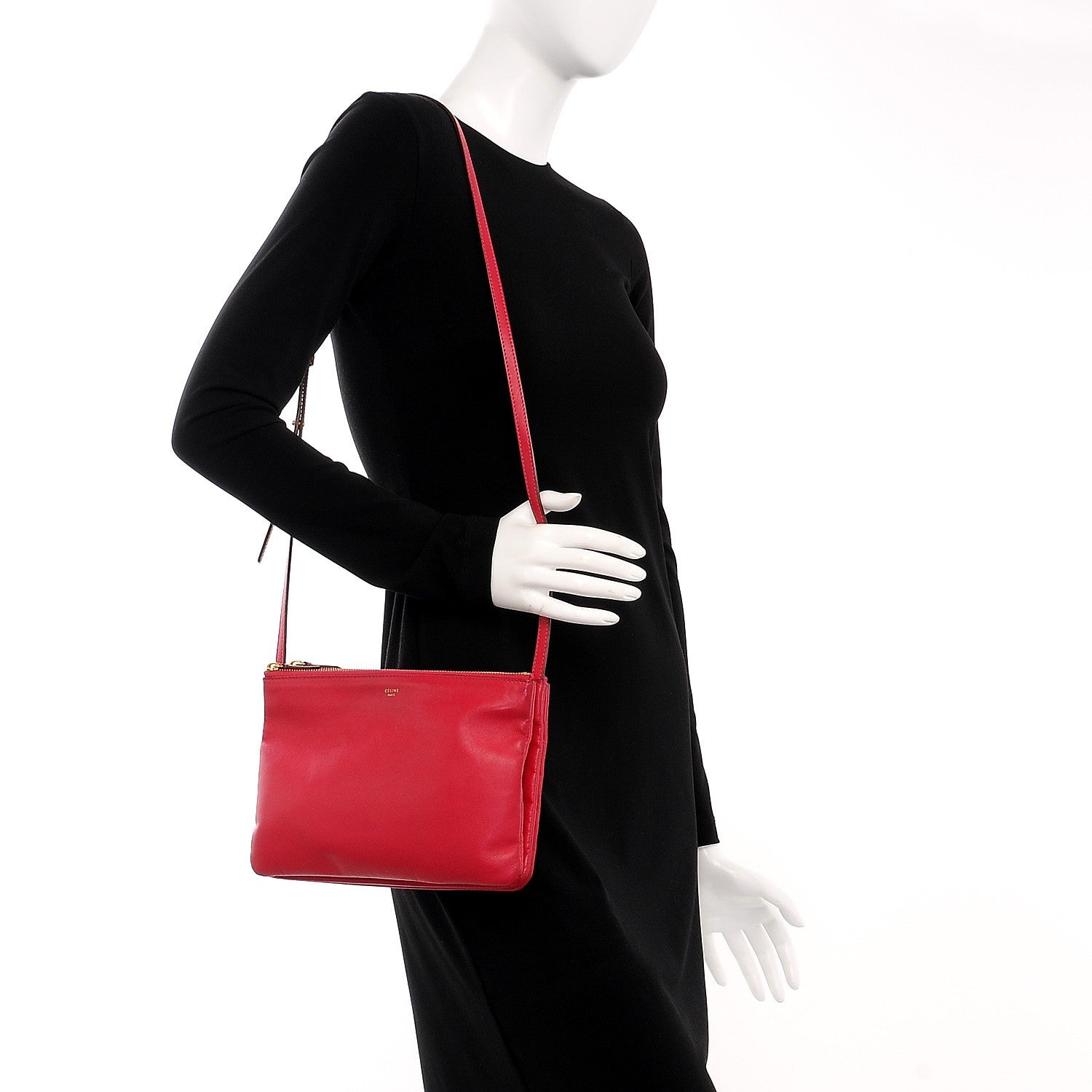 Celine Lambskin Small Trio Crossbody Bag Fuchsia 2 of 15
