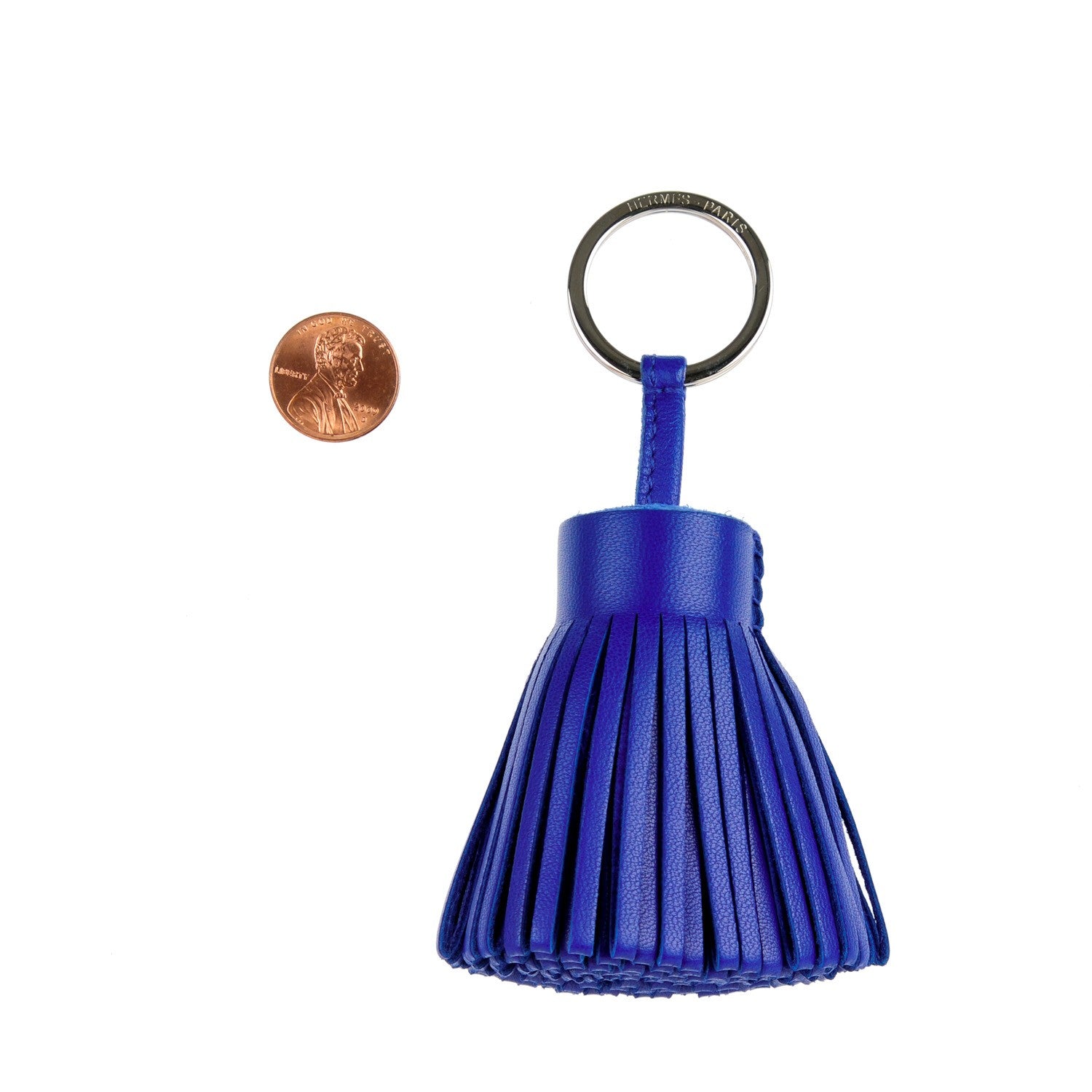 Hermes Lambskin Carmen Tassel Key Holder Bleu Electrique 2 of 5