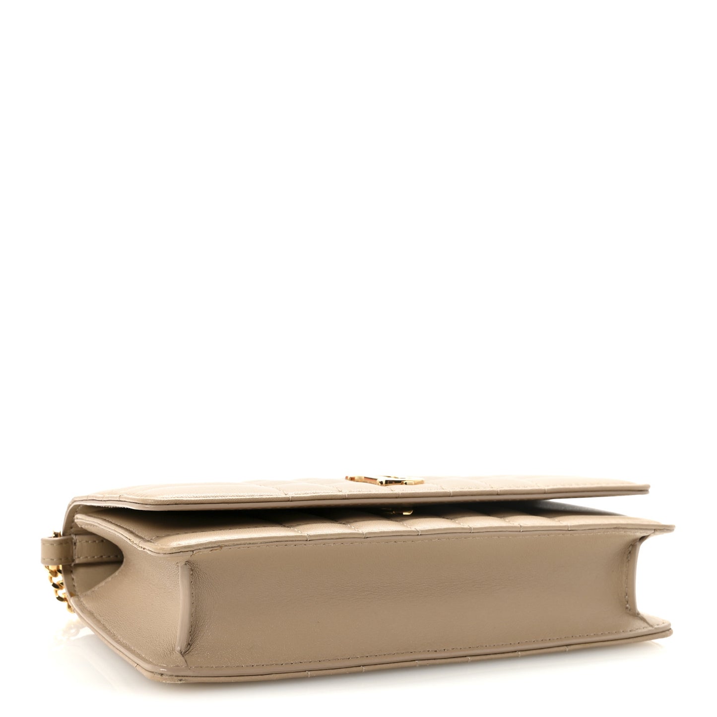 Lambskin Quilted Lola Clutch On Chain Beige