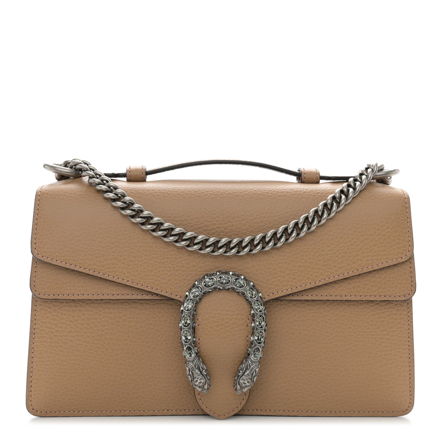 Dollar Calfskin Crystal Small Dionysus Shoulder Bag Natural Tan Black Diamond