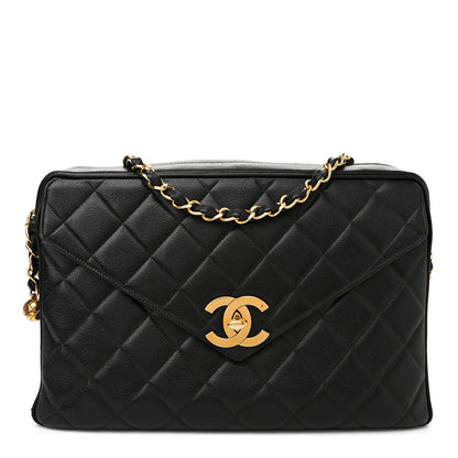 Chanel Caviar Envelope Large Camera Case Black 1 of 15