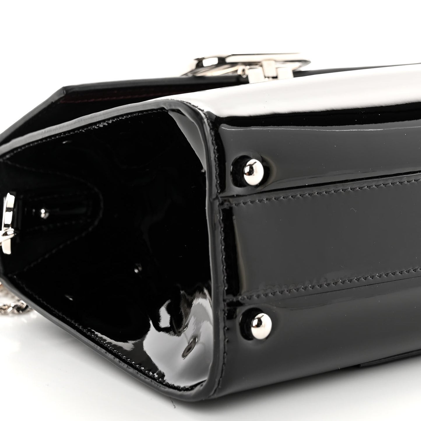 Patent Small VSling Top Handle Bag Black