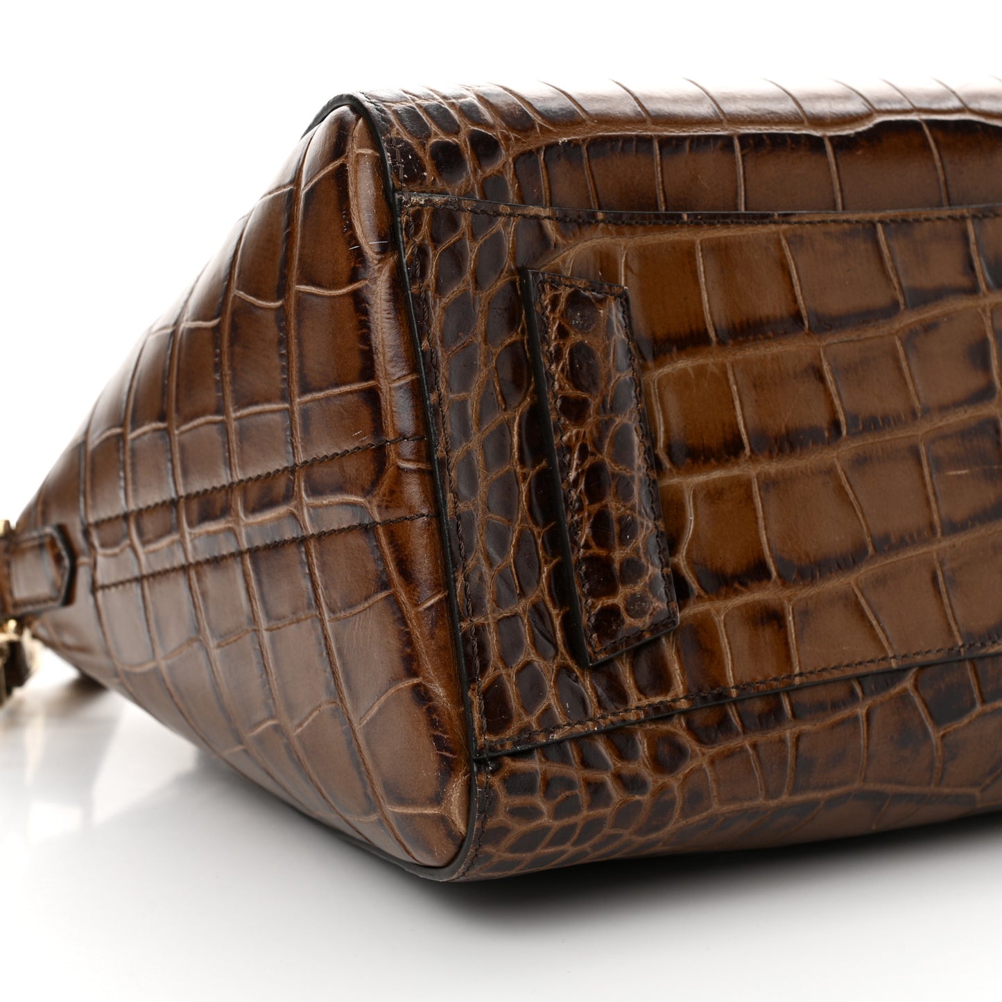 Calfskin Crocodile Embossed Small Antigona Brown
