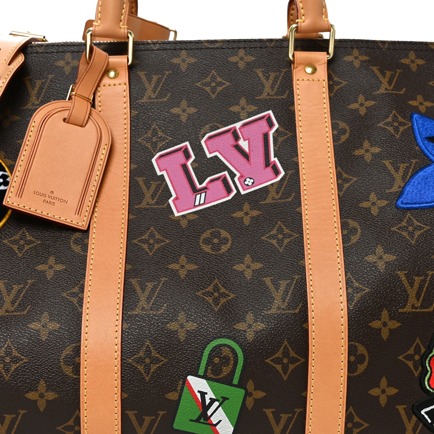 Louis Vuitton Monogram Patches Keepall Bandouliere 50 6 of 8