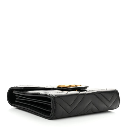 Gucci Calfskin Matelasse GG Marmont Chain Wallet Black 4 of 12