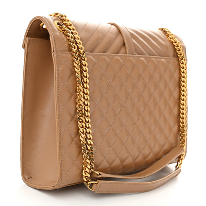 Saint Laurent Grain De Poudre Textured Mixed Matelasse Triquilt Large Monogram Satchel Cork 3 of 13
