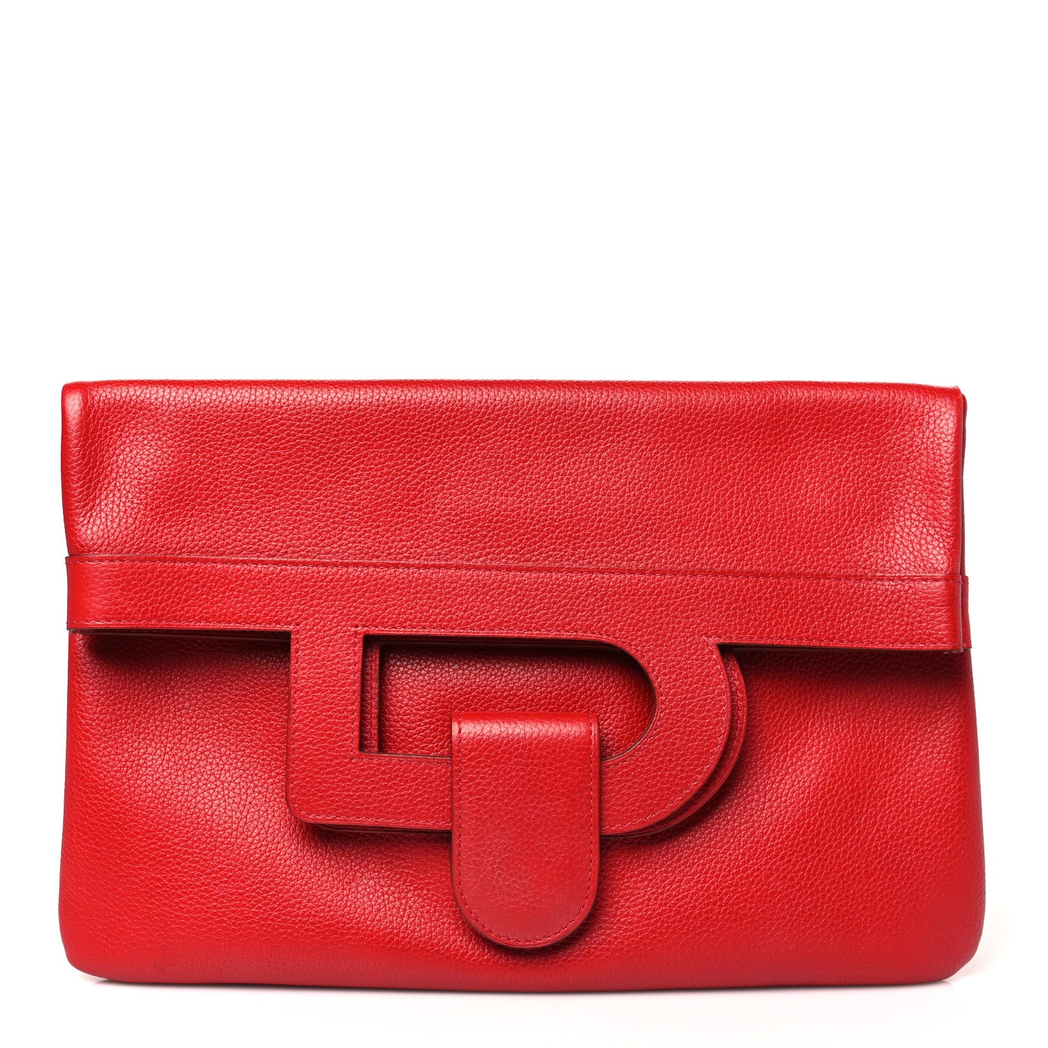 Delvaux Grained Calfskin PM Ancre Clutch Rouge 1 of 8