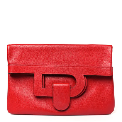 Delvaux Grained Calfskin PM Ancre Clutch Rouge 1 of 8