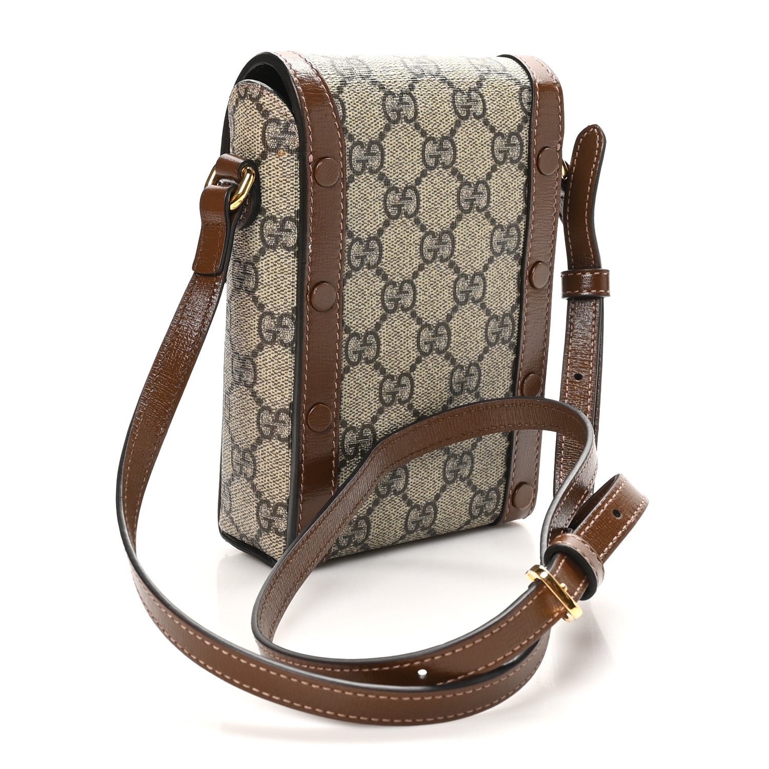 Gucci GG Supreme Monogram Mini Horsebit 1955 Crossbody Bag Beige Brown Sugar 3 of 12