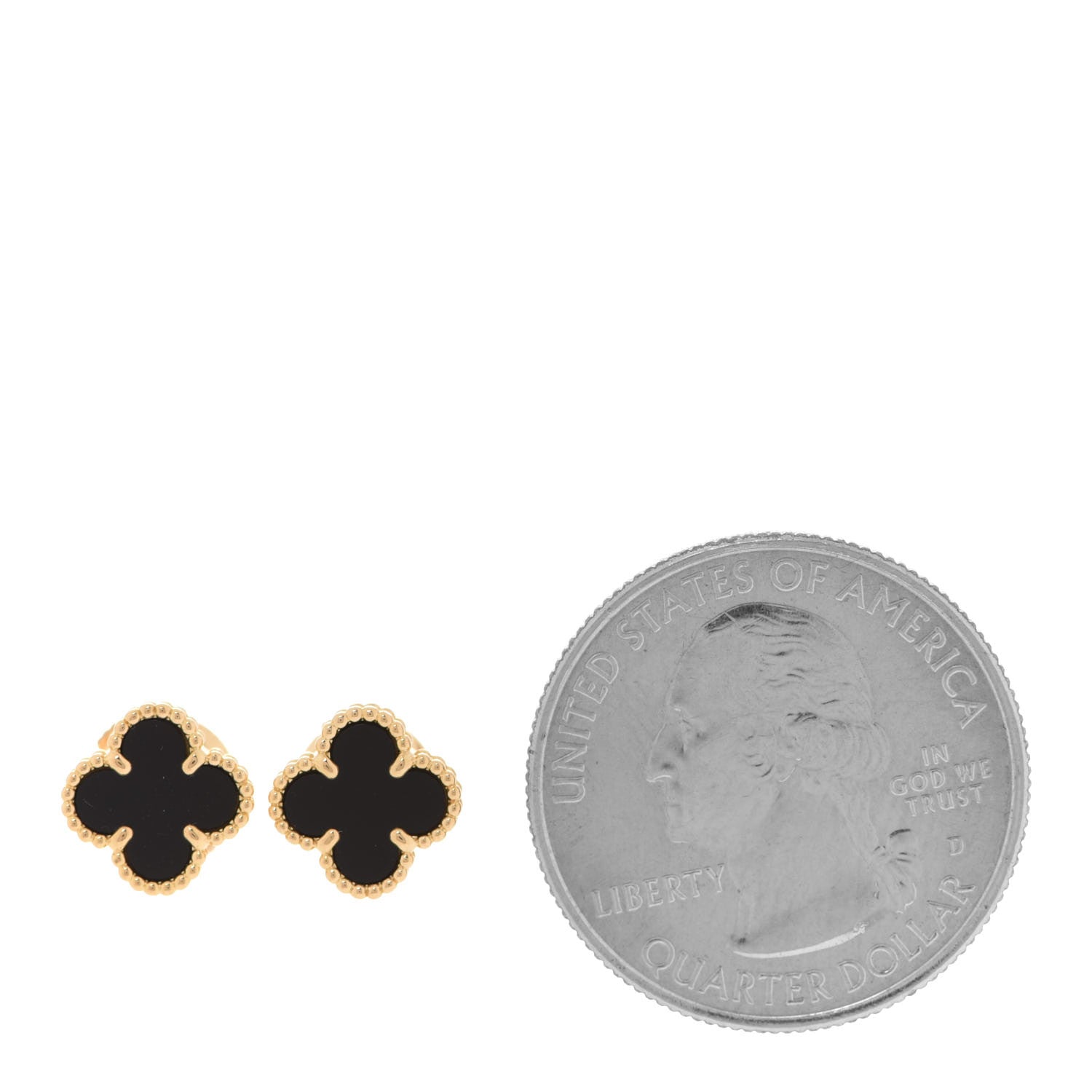 Van Cleef & Arpels 18K Yellow Gold Black Onyx Sweet Alhambra Earrings 2 of 6