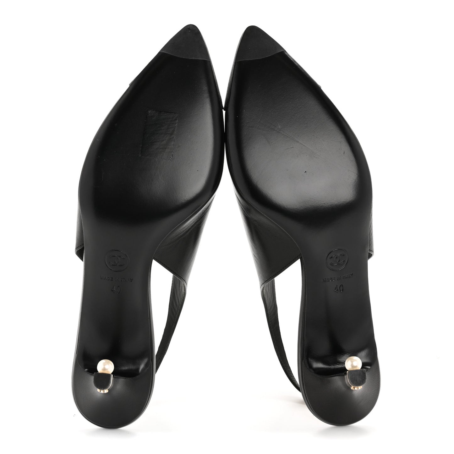 Goatskin Pearl Slingback Pumps 40 Black