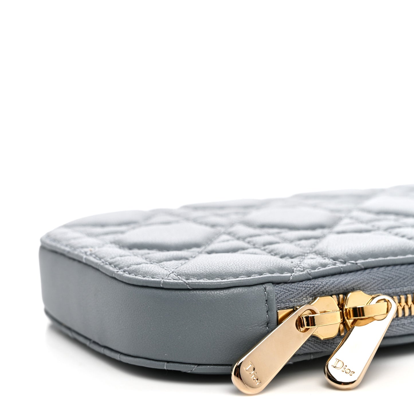 Lambskin Cannage Lady Dior Phone Holder Cloud Blue