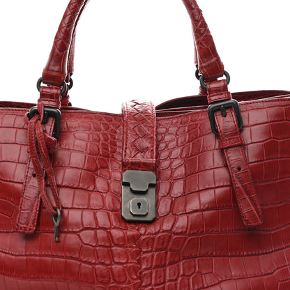 Bottega Veneta Soft Crocodile Fume Medium Roma Tote Blood 10 of 14