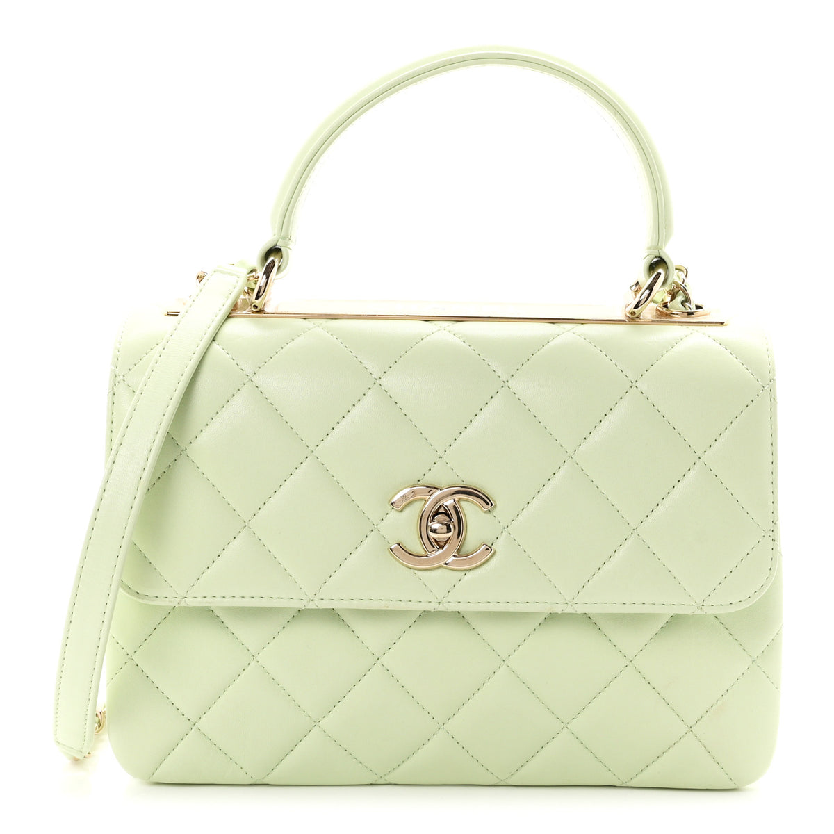 Chanel Lambskin Quilted Small Trendy CC Flap Dual Handle Bag Light Green 1 of 11