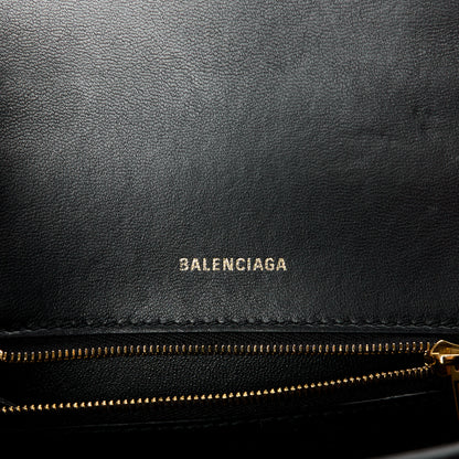 Balenciaga Shiny Calfskin Crocodile Embossed Small Hourglass Top Handle Bag Black 6 of 13