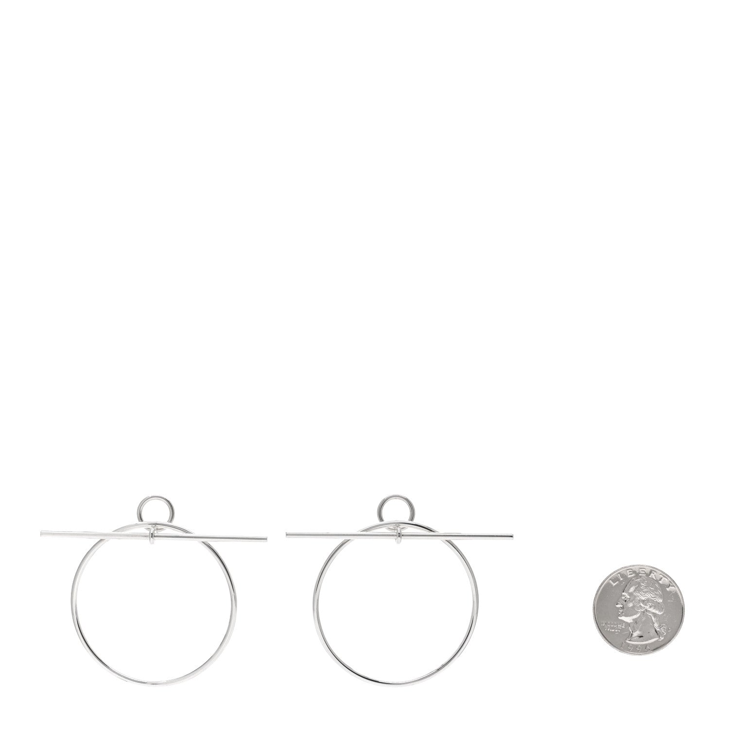 Hermes Sterling Silver MM Loop Earrings 2 of 3