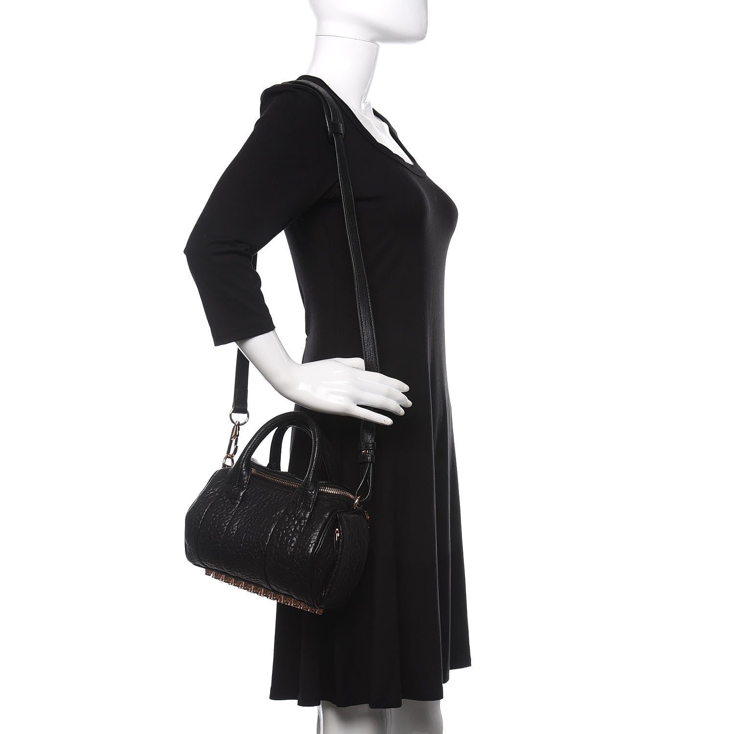 Alexander Wang Pebbled Lambskin Mini Rockie Black Rose Gold Hardware 2 of 9