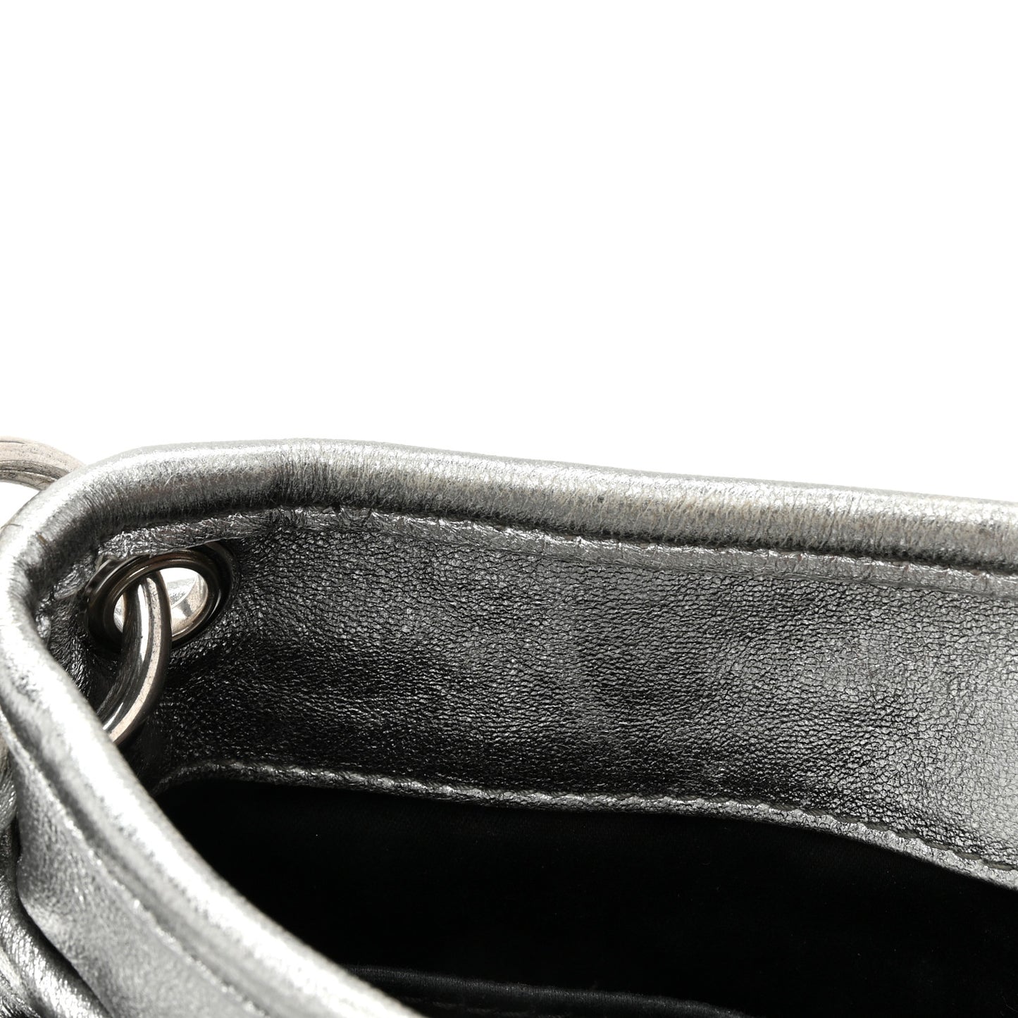 Metallic Nappa Matelasse Top Handle Tote Silver