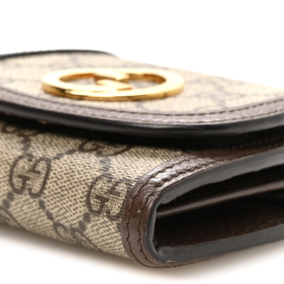 GG Supreme Monogram Textured Dollar Calfskin Blondie Chain Wallet Beige Ebony New Acero