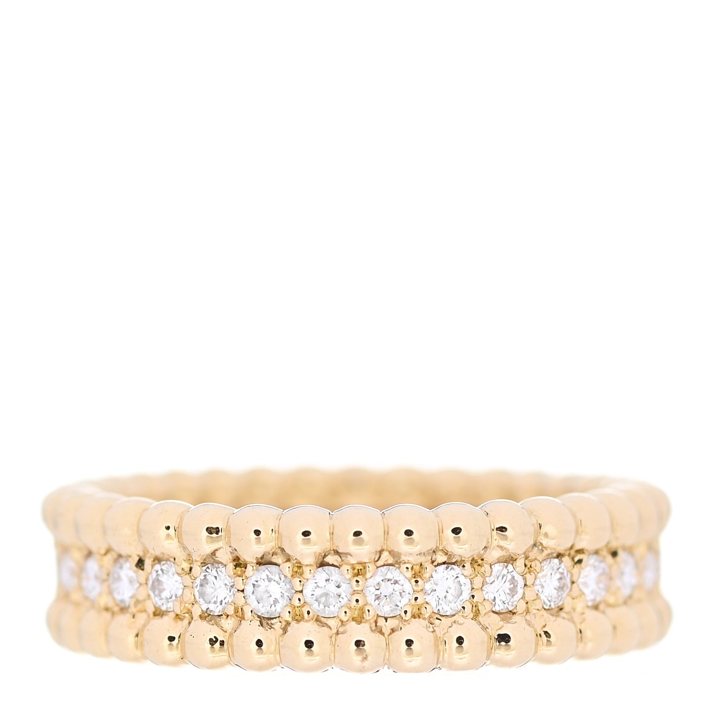 18K Yellow Gold Diamond Perlee Ring 52 6
