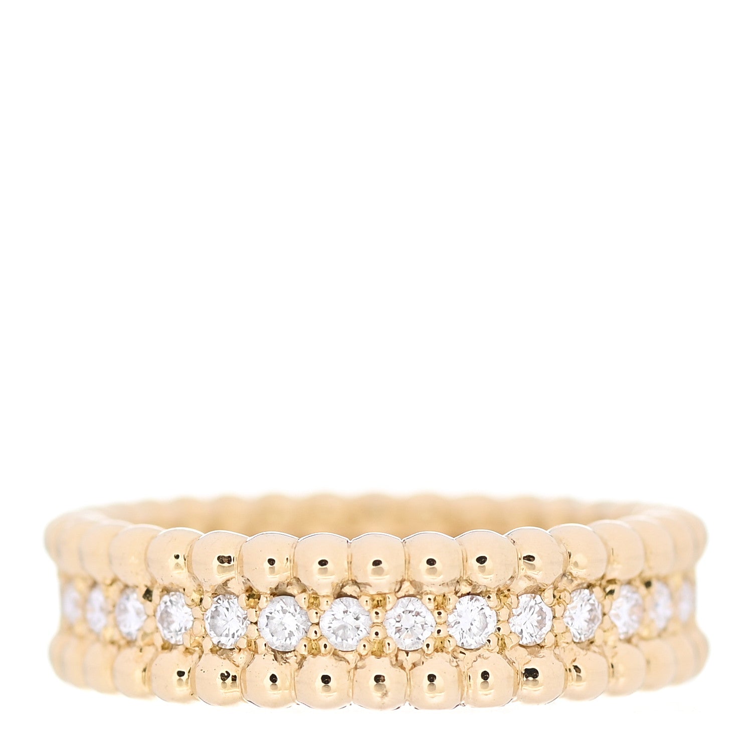 Van Cleef & Arpels 18K Yellow Gold Diamond Perlee Ring 52 6 3 of 5