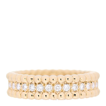 Van Cleef & Arpels 18K Yellow Gold Diamond Perlee Ring 52 6 3 of 5