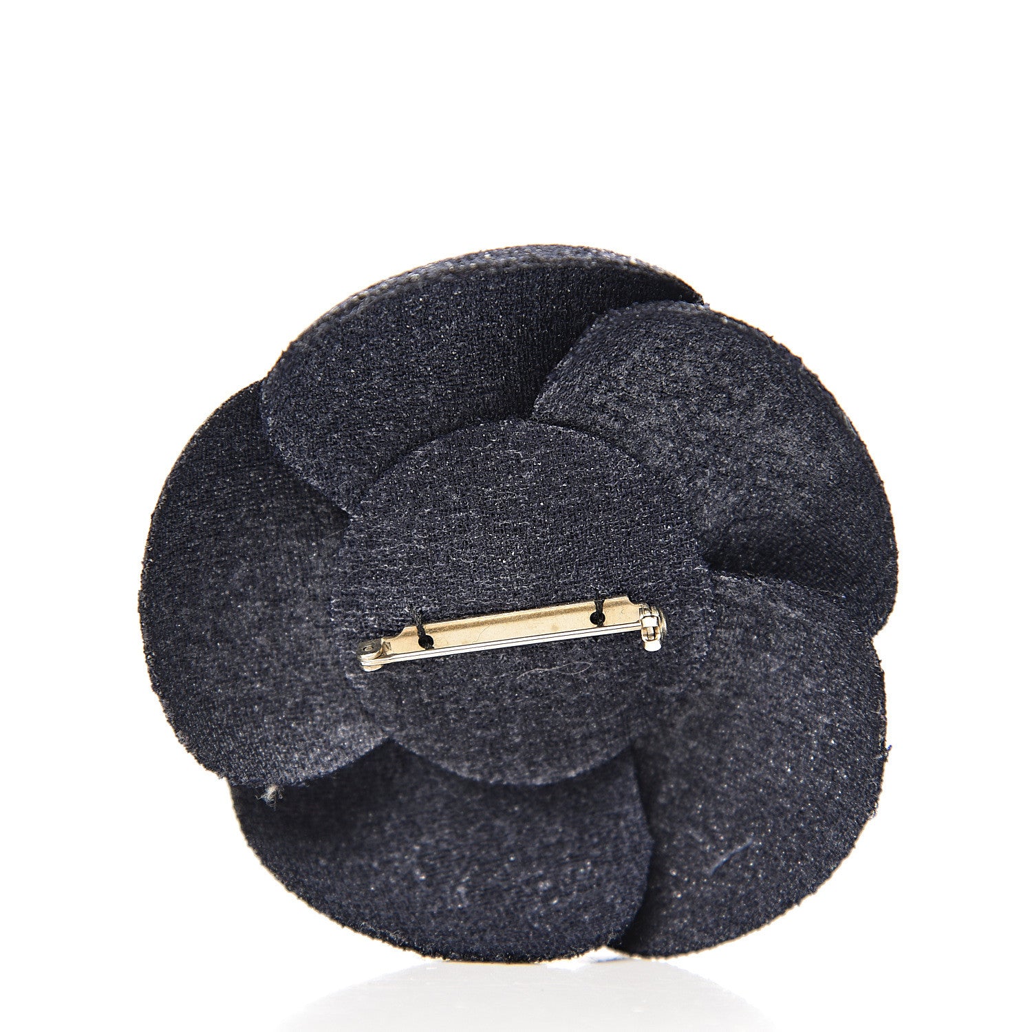 Chanel Tweed Camellia Pin Brooch Navy Blue 3 of 3