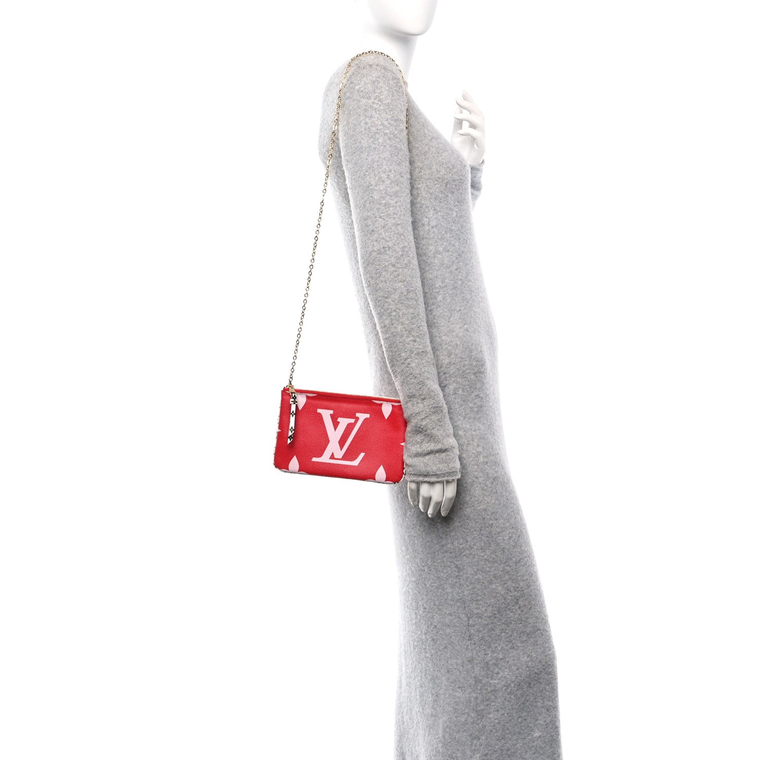 Louis Vuitton Monogram Giant Double Zip Pochette Rouge 2 of 13