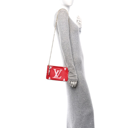 Louis Vuitton Monogram Giant Double Zip Pochette Rouge 2 of 13