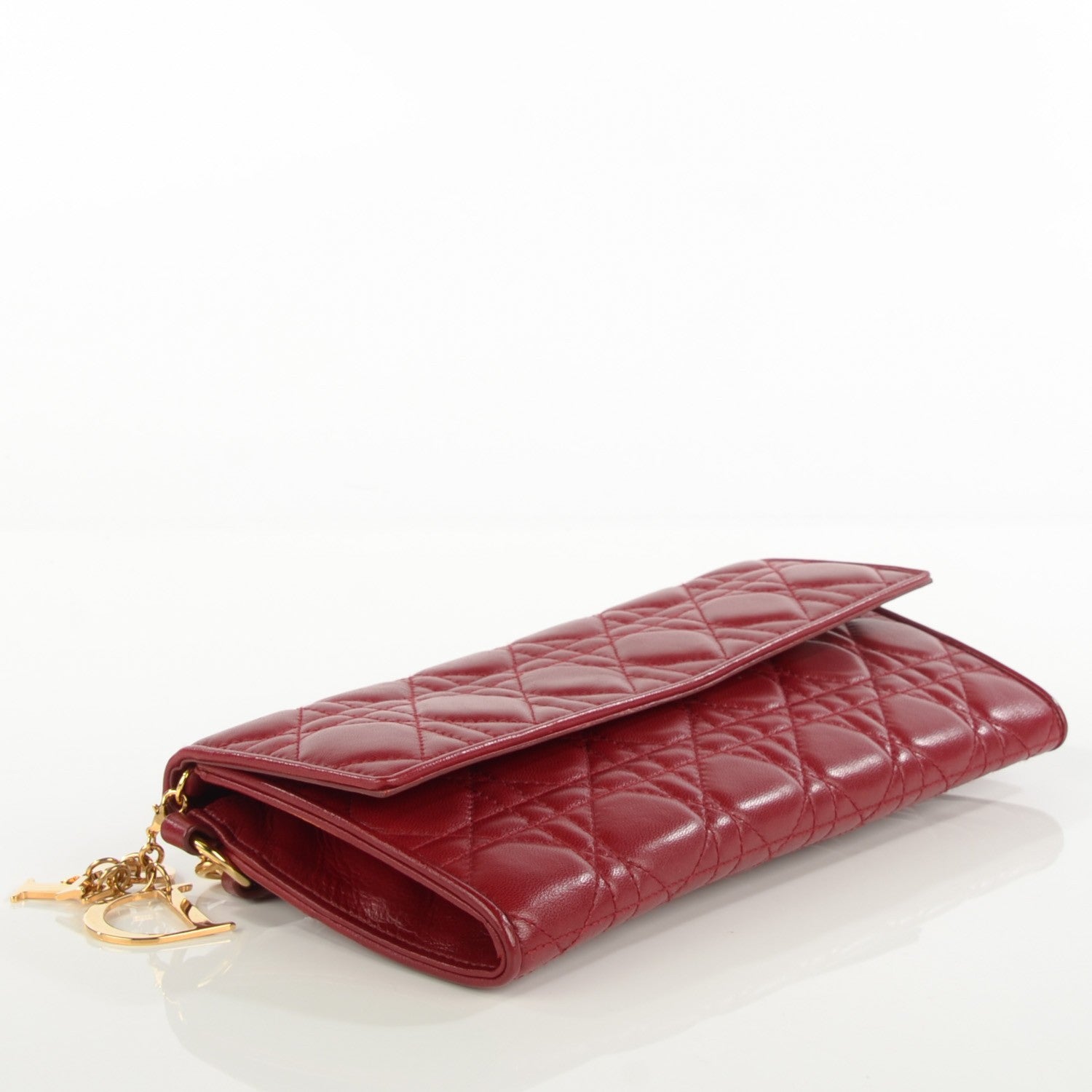 Christian Dior Lambskin Cannage Rendezvous Wallet Red 4 of 8