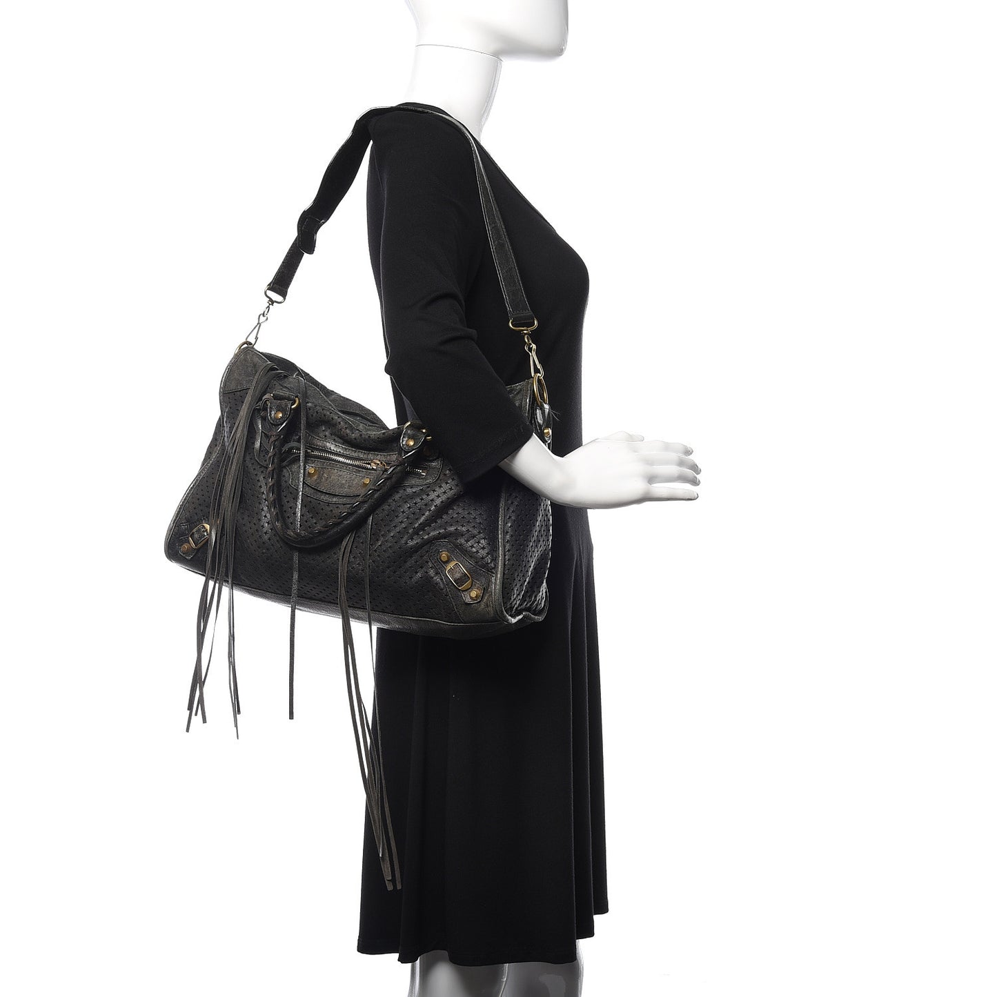 Agneau Laser Cut Cross Classic Gold Hardware City Black
