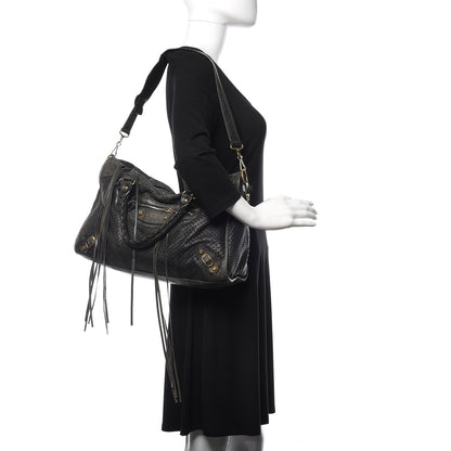 Balenciaga Agneau Laser Cut Cross Classic Gold Hardware City Black 2 of 17