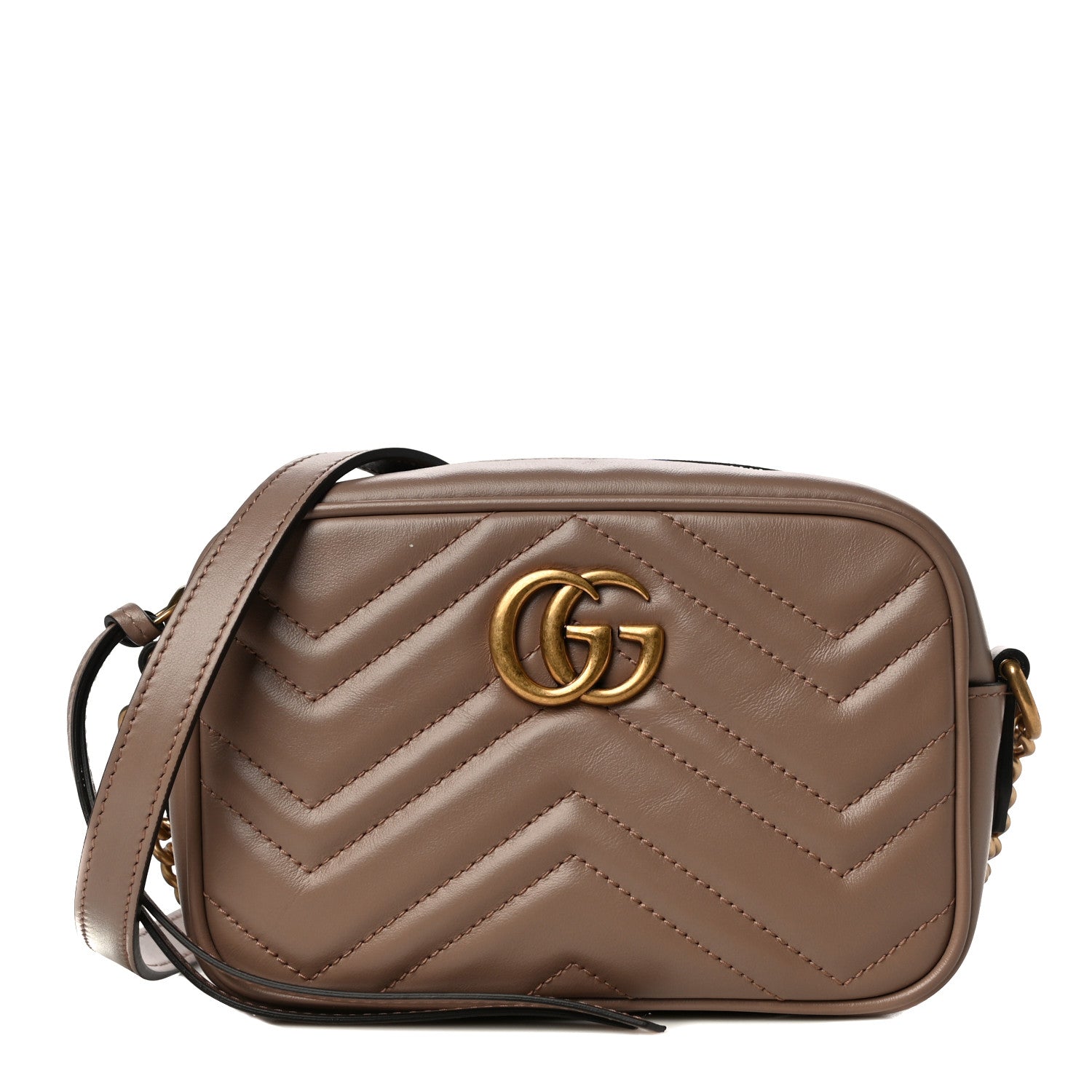 Gucci Calfskin Matelasse Mini GG Marmont Chain Shoulder Bag Porcelain Rose 1 of 12