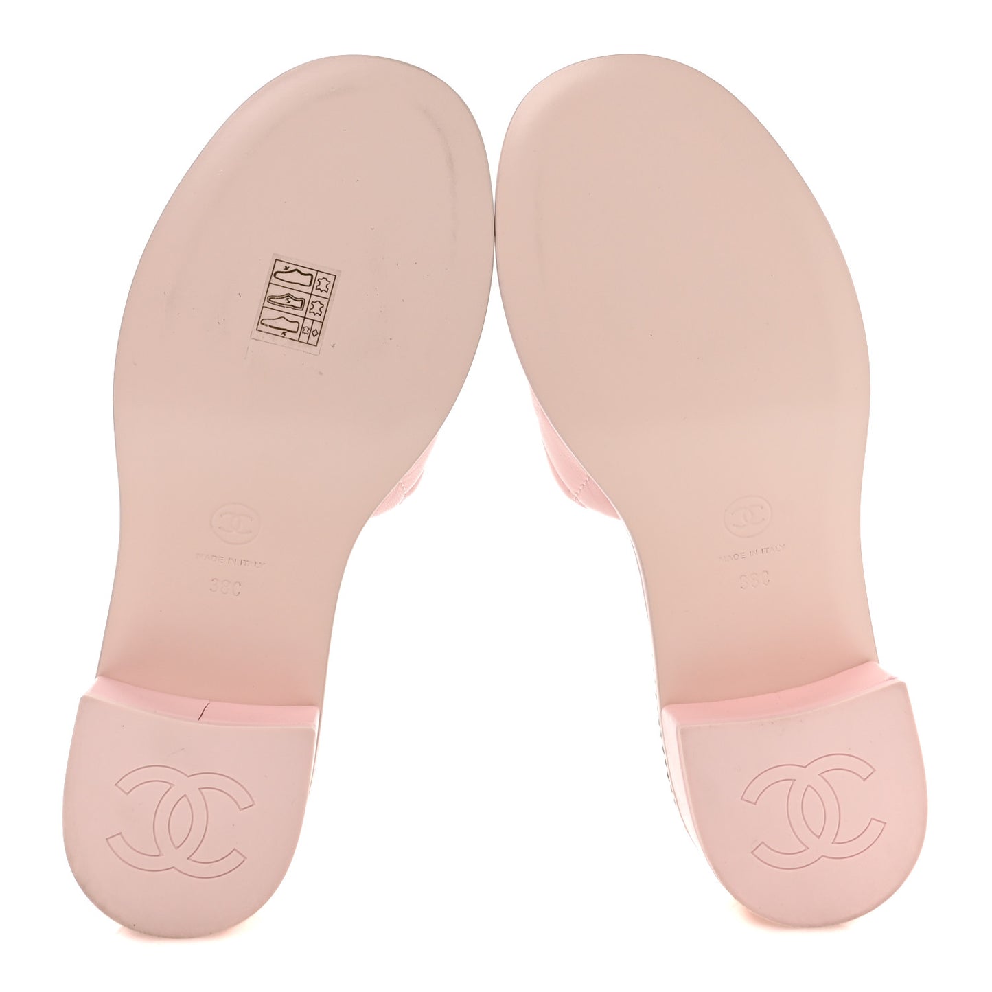 Lambskin Quilted CC Chain Mules 38 Light Pink White