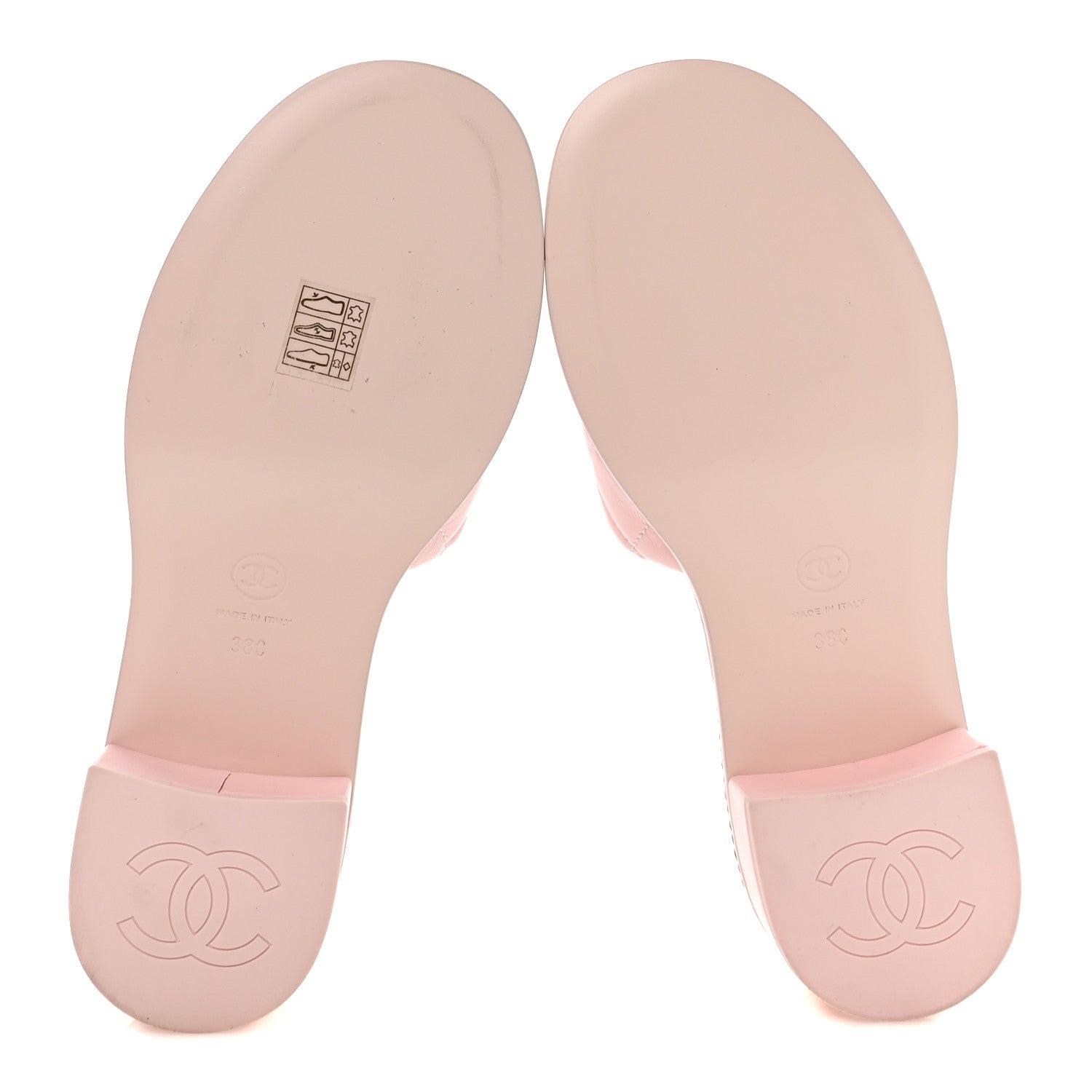 Chanel Lambskin Quilted CC Chain Mules 38 Light Pink White 6 of 8