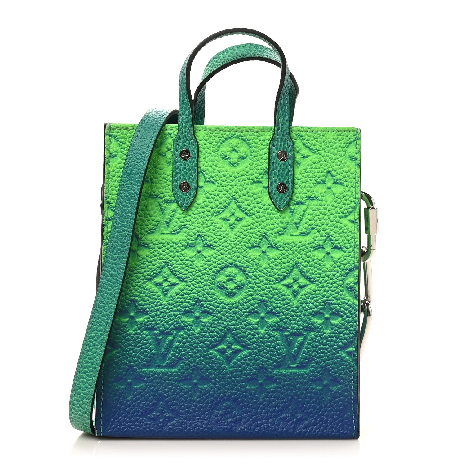Louis Vuitton Taurillon Illusion Sac Plat XS Bleu Vert 1 of 9