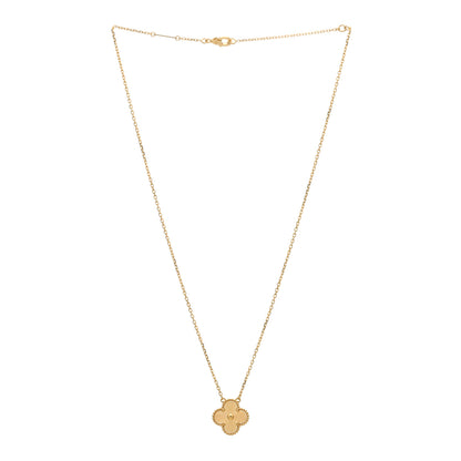 Van Cleef & Arpels 18K Yellow Gold Guilloche Vintage Alhambra Pendant Necklace 2 of 3
