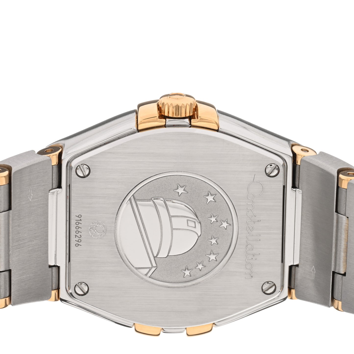 Stainless Steel 18K Yellow Gold Mother of Pearl 27mm Constellation Quartz Watch 123.20.27.60.05.002