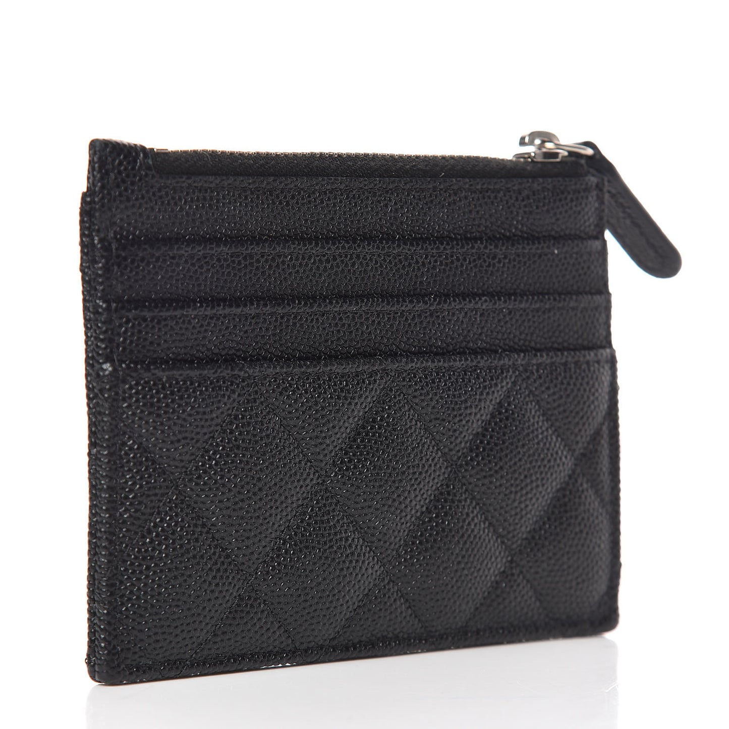 Caviar Quilted CC Zip Card Holder Black